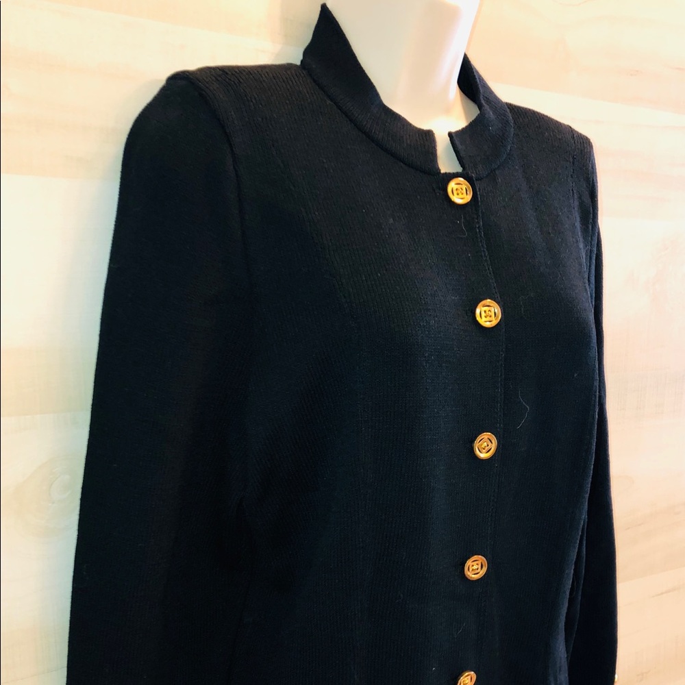 Toula Vtg Wool Sweater Button Up Black Cardigan 10